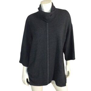 J.JILL Top/Tunic, XS, Dark Gray, 3/4 sleeves, Mock/turtle neck, Pockets!